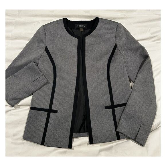 Evan Picone Black Label Womens Gray Open‎ Front Career Blazer Academia Sz 8 - Picture 1 of 6
